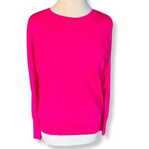 🩷 Halogen Merino Wool Blend Sweater – XL – Hot Pink